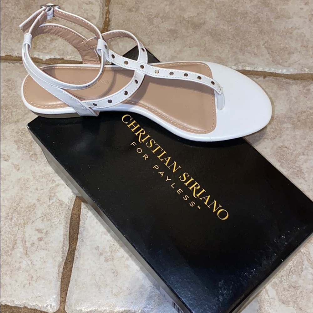 White sandals from Christian Siriano for Payless